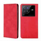 For vivo X80 Pro Skin Feel Magnetic Horizontal Flip Leather Phone Case(Red) - 1