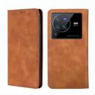 For vivo X80 Pro Skin Feel Magnetic Horizontal Flip Leather Phone Case(Light Brown) - 1