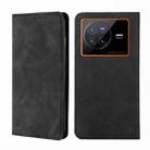 For vivo X80 Skin Feel Magnetic Horizontal Flip Leather Phone Case(Black) - 1