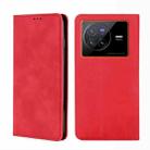 For vivo X80 Skin Feel Magnetic Horizontal Flip Leather Phone Case(Red) - 1