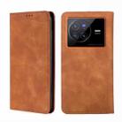 For vivo X80 Skin Feel Magnetic Horizontal Flip Leather Phone Case(Light Brown) - 1