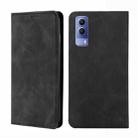 For vivo Y53s 5G / iQOO Z5x / T1x Skin Feel Magnetic Horizontal Flip Leather Phone Case(Black) - 1