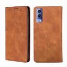 For vivo Y53s 5G / iQOO Z5x / T1x Skin Feel Magnetic Horizontal Flip Leather Phone Case(Light Brown) - 1