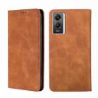 For vivo Y55s 5G Skin Feel Magnetic Horizontal Flip Leather Phone Case(Light Brown) - 1