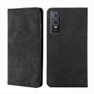 For vivo Y76s / Y74s Skin Feel Magnetic Horizontal Flip Leather Phone Case(Black) - 1