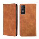 For vivo Y76s / Y74s Skin Feel Magnetic Horizontal Flip Leather Phone Case(Light Brown) - 1