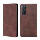 For vivo Y76s / Y74s Skin Feel Magnetic Horizontal Flip Leather Phone Case(Dark Brown) - 1