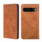 For Google Pixel 7 5G Skin Feel Magnetic Horizontal Flip Leather Phone Case(Light Brown) - 1