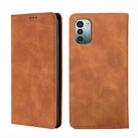 For Nokia G21 / G11 Skin Feel Magnetic Horizontal Flip Leather Phone Case(Light Brown) - 1