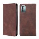 For Nokia G21 / G11 Skin Feel Magnetic Horizontal Flip Leather Phone Case(Dark Brown) - 1