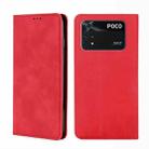 For Xiaomi Poco M4 Pro Skin Feel Magnetic Flip Leather Phone Case(Red) - 1