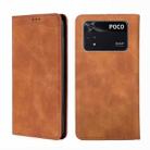 For Xiaomi Poco M4 Pro Skin Feel Magnetic Flip Leather Phone Case(Light Brown) - 1