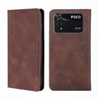 For Xiaomi Poco M4 Pro Skin Feel Magnetic Flip Leather Phone Case(Dark Brown) - 1