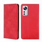 For Xiaomi 12 Pro Skin Feel Magnetic Flip Leather Phone Case(Red) - 1