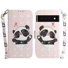 For Google Pixel 6 Pro 3D Colored Horizontal Flip Leather Phone Case(Heart Panda) - 1