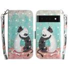 For Google Pixel 6 Pro 3D Colored Horizontal Flip Leather Phone Case(Black White Cat) - 1