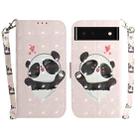 For Google Pixel 6 3D Colored Horizontal Flip Leather Phone Case(Heart Panda) - 1