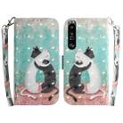 For Sony Xperia 1 III 3D Colored Horizontal Flip Leather Phone Case(Black White Cat) - 1