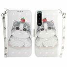 For Sony Xperia 5 III 3D Colored Horizontal Flip Leather Phone Case(Cute Cat) - 1