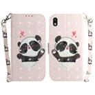 For Sony Xperia Ace III 3D Colored Horizontal Flip Leather Phone Case(Heart Panda) - 1