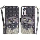 For Xiaomi 12 Pro 3D Colored Horizontal Flip Leather Phone Case(Hug Cat) - 1