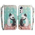 For Xiaomi 12 Pro 3D Colored Horizontal Flip Leather Phone Case(Black White Cat) - 1