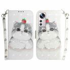 For Xiaomi 12 Pro 3D Colored Horizontal Flip Leather Phone Case(Cute Cat) - 1