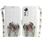 For Xiaomi 12 / 12X 3D Colored Horizontal Flip Leather Phone Case(Pug) - 1