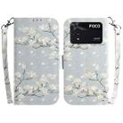 For Xiaomi Poco M4 Pro 3D Colored Horizontal Flip Leather Phone Case(Magnolia) - 1