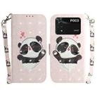 For Xiaomi Poco M4 Pro 3D Colored Horizontal Flip Leather Phone Case(Heart Panda) - 1