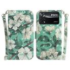 For Xiaomi Poco X4 Pro 5G 3D Colored Horizontal Flip Leather Phone Case(Watercolor Flower) - 1