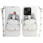 For Xiaomi Redmi 10A 3D Colored Horizontal Flip Leather Phone Case(Cute Cat) - 1