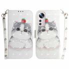 For Xiaomi 12 Lite 3D Colored Horizontal Flip Leather Phone Case(Cute Cat) - 1