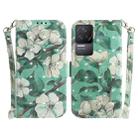 For Xiaomi Redmi K50 / 50 Pro 3D Colored Horizontal Flip Leather Phone Case(Watercolor Flower) - 1