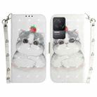 For Xiaomi Redmi K50 / 50 Pro 3D Colored Horizontal Flip Leather Phone Case(Cute Cat) - 1