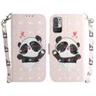 For Xiaomi Redmi Note 10 5G / Poco M3 Pro 3D Colored Horizontal Flip Leather Phone Case(Heart Panda) - 1