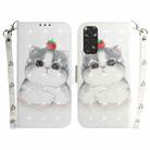 For Xiaomi Redmi Note 11 Foreign 3D Colored Horizontal Flip Leather Phone Case(Cute Cat) - 1