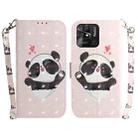 For Xiaomi Redmi 10C 3D Colored Horizontal Flip Leather Phone Case(Heart Panda) - 1