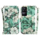 For Xiaomi Redmi K40S 3D Colored Horizontal Flip Leather Phone Case(Watercolor Flower) - 1