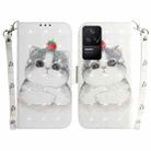 For Xiaomi Redmi K40S 3D Colored Horizontal Flip Leather Phone Case(Cute Cat) - 1