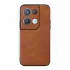 For OPPO Reno8 Cowhide Texture PU Phone Case(Brown) - 1