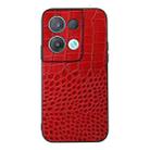 For OPPO Reno8 Pro+ 5G China / 8 Pro 5G Foreign Crocodile Top Layer Cowhide Leather Phone Case(Red) - 1