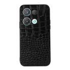 For OPPO Reno8 Crocodile Top Layer Cowhide Leather Phone Case(Black) - 1