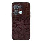 For OPPO Reno8 Crocodile Top Layer Cowhide Leather Phone Case(Coffee) - 1