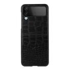 For Samsung Galaxy Z Flip4 Crocodile Top Layer Cowhide Leather Phone Case(Black) - 1