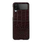 For Samsung Galaxy Z Flip4 Crocodile Top Layer Cowhide Leather Phone Case(Coffee) - 1