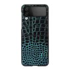 For Samsung Galaxy Z Flip4 Crocodile Top Layer Cowhide Leather Phone Case(Cyan Blue) - 1