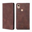 For Kyocera KY-51B Skin Feel Magnetic Horizontal Flip Leather Phone Case(Dark Brown) - 1