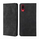 For Sharp Simple Sumaho 6 A201SH Skin Feel Magnetic Horizontal Flip Leather Phone Case(Black) - 1