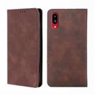 For Sharp Simple Sumaho 6 A201SH Skin Feel Magnetic Horizontal Flip Leather Phone Case(Dark Brown) - 1